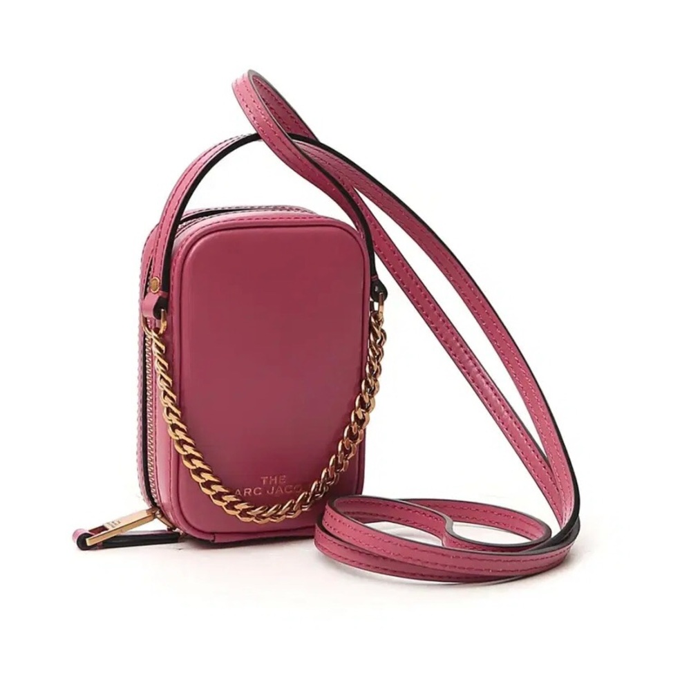 $295 NWOT Marc Jacobs Rose Pink Santa Fe Red Leather Mini Vanity Crossbody Bag